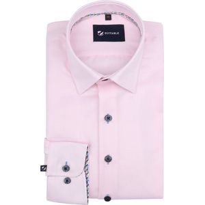 Suitable - Overhemd Oxford Roze - Heren - Maat 40 - Slim-fit