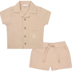 Noppies jongens set Blouse Obonas en Short Oswaldo sand maat 80