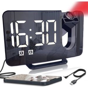 Digitale Projectie Wekker met FM-radio en Verstelbare Helderheid voor Slaapkamer