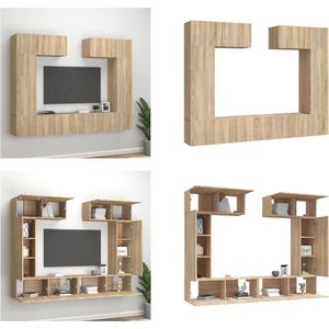 vidaXL 6-delige Tv-meubelset bewerkt hout sonoma eikenkleurig - Tv-kast - Tv-kasten - Tv-meubel - Hifi-meubel