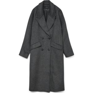 Vero Moda - HARPER - Lange Wollen Jas - Mêlee - Relaxed Fit - Dubbele Knoopsluiting