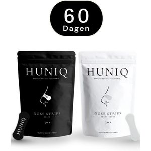 HUNIQ neusstrips-bundel - 60 Neuspleisters - Anti Snurk - Huidvriendelijk - Slapen & Sport - De Neustrips die echt werken - Hypoallergeen - zweetbestendig