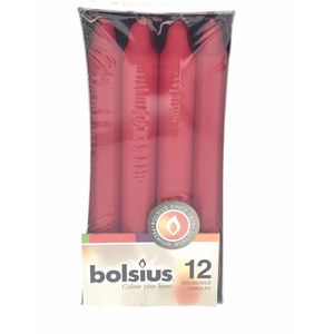 Bolsius Dinerkaarsen - 6 Branduren - 18 cm - Rood - 12 stuks