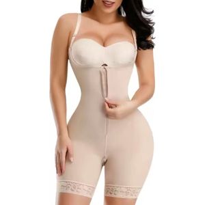 Professionele Body Shaper - Afslank Body - Anti Cellulitis - Corrigerend Vrouwen Ondergoed - Afvallen- met haakjes - met rits - maat S - Beige - Corrigerende Body - LOUZIR
