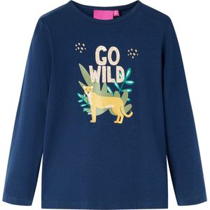 vidaXL - Kindershirt - met - lange - mouwen - 128 - marineblauw