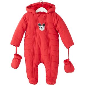 Disney Skipak - Winterpak met Handschoenen - Baby - Mickey Mouse - Rood - Maat 62/68 - 3-6 Maanden - ± 60-67 cm Lichaamslengte