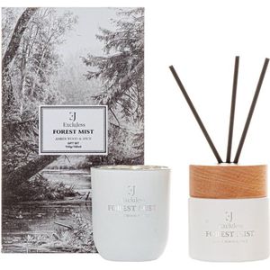 ExcluJess - Giftset - Geschenkset - Kadoset - Cadeaupakket - Geurstokjes - Geurkaars - Wood & Spice - Forest - 22x13x8cm