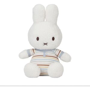 Nijntje knuffel - zacht konijntje streepjes wit pastel - 25 cm