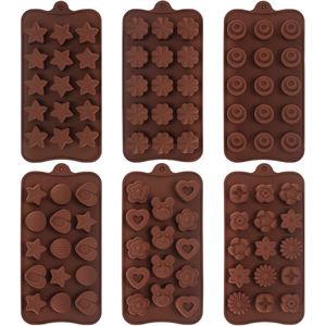 Set van 6 Siliconen Bakvormen voor Chocolade en IJsblokjes - Flexibele Taartvormen voor Muffins en Cupcakes