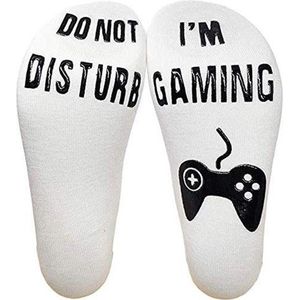 Winkrs - Game sokken met tekst ""Do not disturb, I'm gaming"" - Wit - Maat 37-42 - Cadeau voor gamers