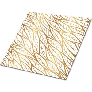 Tulup PVC Tegels - Gouden Bladeren Vinyl Tegels - 30 cm x 30 cm - Gouden Zelfklevende Vinyltegels - Set van 9 - Zelfklevende PVC Tegels - Geometrisch Plaktegels - Vloer Tegels PVC - Plaktegels keuken en Badkamer