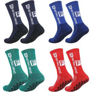 Antislip Voetbalsokken - 4 Paar, Sport, Anti-Geurt en Zweetabsorberend, Geschikt voor Heren en Dames (Rood, Blauw, Groen, Marineblauw)