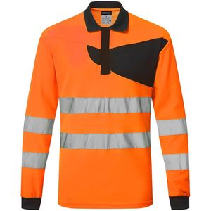 Portwest PW2 Hi-Vis Poloshirt - Oranje/Zwart - Lange Mouw