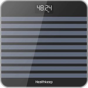 Digitale personenweegschaal met zeer nauwkeurige sensoren en step-on-techniek - Veiligheidsglas, Zwart, 26 cm x 26 cm