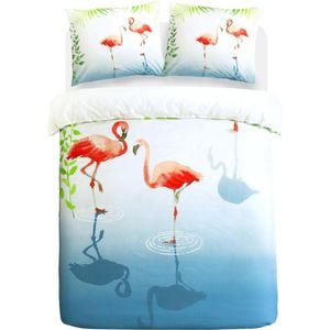 Zachte Katoen/Satijn Dekbedovertrek Flamingo | 140x200/220 | Heerlijk En Soepel | Hoogwaardige Kwaliteit