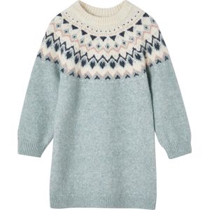 Jacquard - Meisjesjurk - Groengrijs - Tricotbreisel