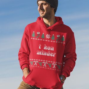 Groningen Kerst Hoodie Rood T Kon Minder Candy Cane - Maat XS - Uniseks Fit - Kerstkleding Voor Dames & Heren