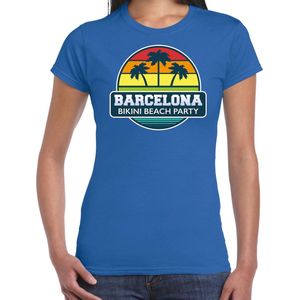 Barcelona zomer t-shirt / shirt Barcelona bikini beach party voor dames - blauw - Barcelona beach party outfit / vakantie kleding / strandfeest shirt XS