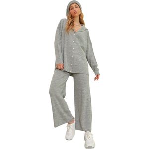 Trend Alaçatı Stili Zwart Gebreid Dameskostuum Met Knopen Alc-X9364