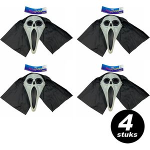 Halloween ‘Scream’ masker met hoofddoek – VOORDEELSET 4 stuks