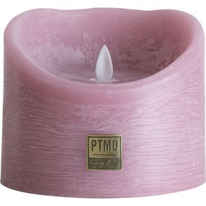 PTMD LED kaars rustiek oud rose met beweegbare vlam - LED Light Candle rustic pink moveable flame XL - Met timer - Diameter 12,5 x 12,5 x 10 hoog