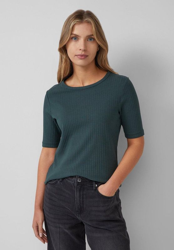 s.Oliver - T-Shirt - Geribd - Ronde Hals - Halflange Mouwen