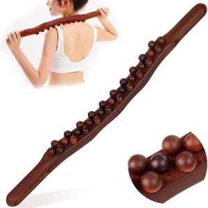 Massage Stok - Massage Stick - Massage - Kunststof - Voor Rug, Nek, Schouder, Buik, Taille, Armen En Benen Etc - Massagebal - Massage Apparaat - Vermoeidheid Verlichten - Gua Sha Massage Tool - 35 Massage Ballen - Bruin - Relax