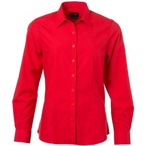 James and Nicholson Dames/dames Poplin-shirt met lange mouwen (Tomatenrood)