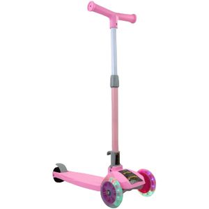 Jojoy - Kinderstep 3 Wielen - Kinder Step - Step met LED Wielen - Step met Lichtgevende Wielen - Roze - Inclusief Kniebeschermers en Polsbeschermers - FLASHRIDE