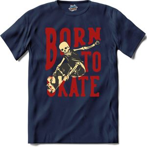Born To Skate | Skaten - Skateboard - T-Shirt - Unisex - Navy Blue - Maat XXL