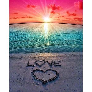 *** Diamond Painting Love Beach - Diamant Painting - Love Beach - 25 x 25 cm - van Heble® ***