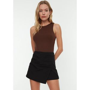 Trendyol - Twoss20Bd0044 - Halternek Body - Donkerbruin - Gladmakend - Flexibel - Onderkant met Drukknoopsluiting