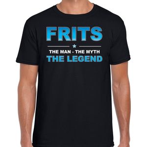 Naam cadeau Frits - The man, The myth the legend t-shirt  zwart voor heren - Cadeau shirt voor o.a verjaardag/ vaderdag/ pensioen/ geslaagd/ bedankt S