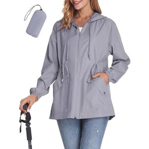 Opvouwbare regenjas voor dames - Lichtgewicht waterdichte outdoor jas met capuchon