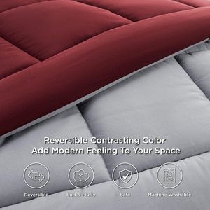 Dekbed, 135 x 200 cm, omkeerbaar dekbed voor het hele jaar, Oeko-Tex-gecertificeerd, 300 g/m², dekbed, 135 x 200 cm, 4 seizoenen, rood, zachte warme slaapdeken voor mensen met een allergie