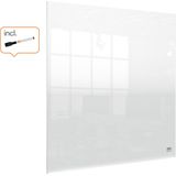 Nobo Draagbaar, Droog Uitwisbaar Mini A4 Whiteboard voor op Bureau/aan de Muur - 450 x 450 Millimeter - Inclusief Marker En Montage Pads - Transparant Acryl