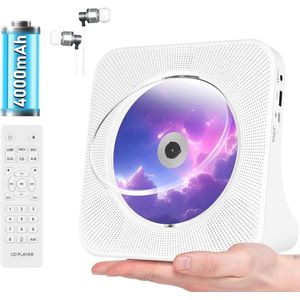 Draagbare Bluetooth CD-speler met Luidsprekers en USB/AUX - Oplaadbare Hifi Speler
