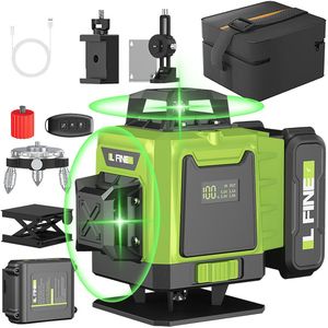 16 Lijnen 4D Laser Niveau 12 Lijnen 3D niveau 360° zelflifting Horizontale en Verticale Kruis Super macht Groene Laserstralen