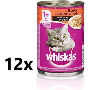 Whiskas - Kattenvoer - Blik - Adult - Brokjes in Saus - Rund - 12x400g
