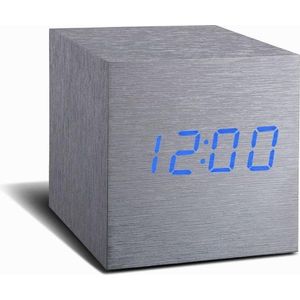Gingko Cube click clock Alarmklok - Aluminium/LED Blauw