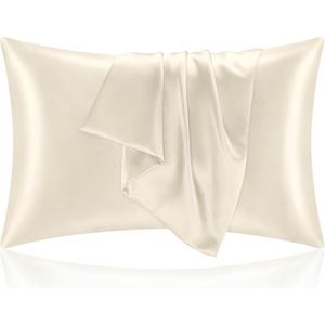 2-delige satijnen kussensloop - zacht en zijdeachtig bedkussen - envelopsluiting - anti-mijt en hypoallergeen - beschermt haar en huid tegen rimpels - 51x76cm - Beige