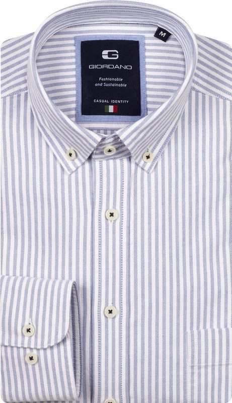 Giordano Casual hemd lange mouw Blauw Brando long sleeve button dow 527107/62