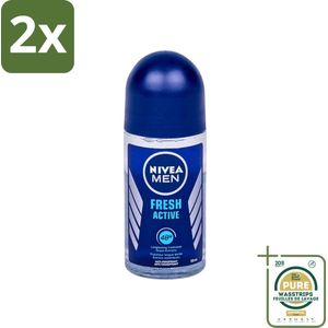 Nivea - Fresh Active Roll-On - Antiperspirant - 48 Uur Lang Werkend - 50 ml - Voordeelverpakking - 2 stuks - NIVEA MEN - Deodorant roller