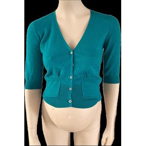 FRAGILE Cardigan Katoen 1/2- mouw E3100 Turquoise XS