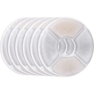 Drinkfontein Filters - Kattenfontein filters - Huisdierfonteinfilters - 6 stuks - 126*35*10mm - voor de meeste 3L en 2L drinkwaterfonteinen - Navulling - Ronde Filters - Drievoudige