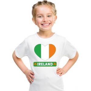 Ierland hart vlag t-shirt wit jongens en meisjes 110/116