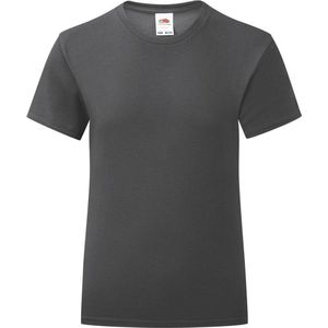 Fruit Of The Loom Meisjes Iconische T-Shirt (Licht Graphite)