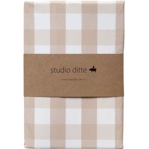 Studio Ditte hoeslaken met print ruit 90x200 - roze