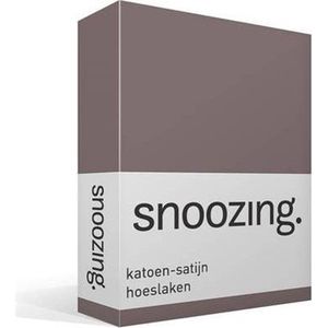 Snoozing - Katoen-satijn - Hoeslaken - Lits-jumeaux - 180x220 cm - Taupe