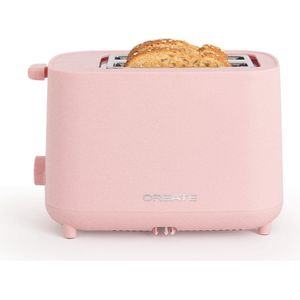 CREATE- Broodrooster van 750 W, Met beveiligingssysteem, Zes vermogensniveaus, Pastel roze - TOAST STUDIO